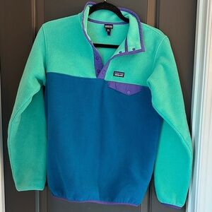Patagonia Kids Green and Blue Zip-Up Sweater